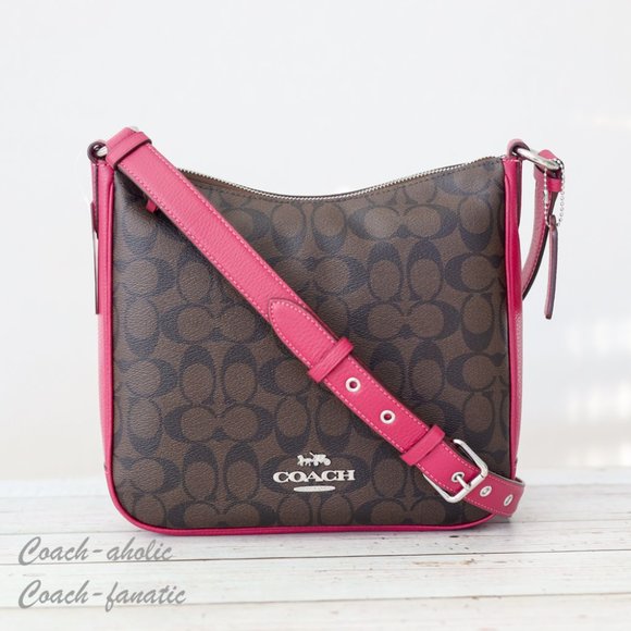 NWT Coach C1649 Ellie File Bag In Signature Canvas Brown/Bright Violet - Picture 8 of 12